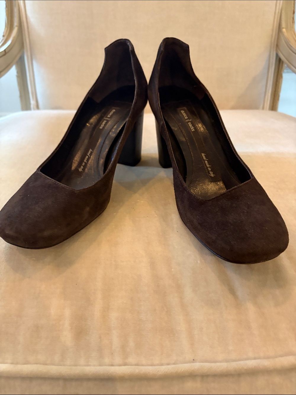 Classic Women's Brown Suede Block Heel Pumps